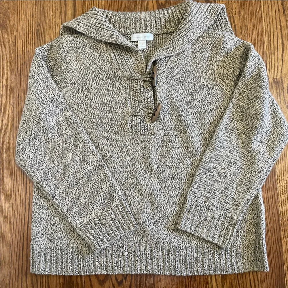 Christopher & Banks Brown Tan Open Neck Sweater Toggles Size Large - Picture 1 of 6